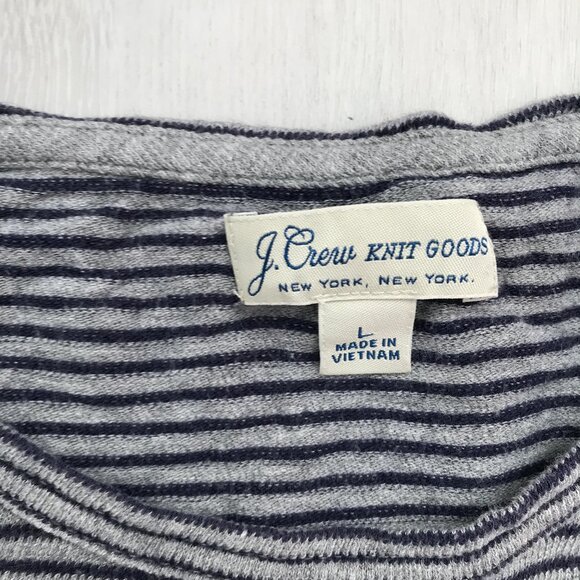 J Crew Knit Goods Mens T Shirt Gray Stripe Long Sleeve Large - Picture 8 of 10